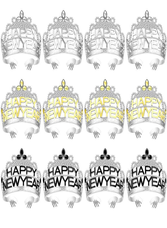 Knitgrip 12 Pcs Happy New Year 2026 Crown Tiara Headband Eve Hats Tiara for Girls Princess Party Favor Headwear Cosplay Accessories - Image 1